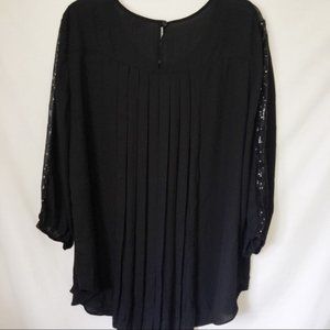Cato Plus Pleated Back Black Tunic Hi-Low Shirt 26
